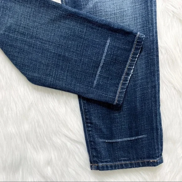 SOLD-Current/Elliott Distressed Medium Wash Cropped Slouchy Boyfriend Jeans - Picture 4 of 12